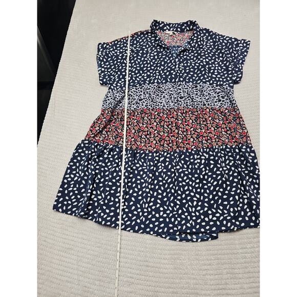 Umgee + Dress Womens 1X Tiered Vcut Neckline Boho Cottagecore - Picture 4 of 9